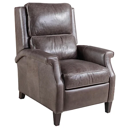 Transitional High Leg Recliner Chair with Tapered Wood Legs